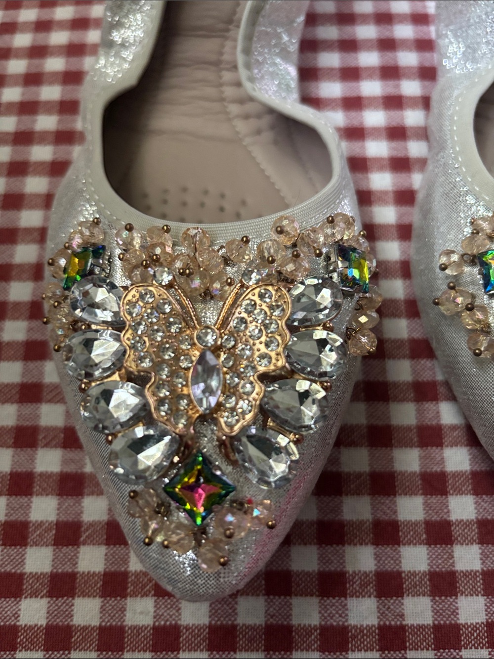 Silver Jewel Butterfly Pointed Flats - Picture 3 of 7